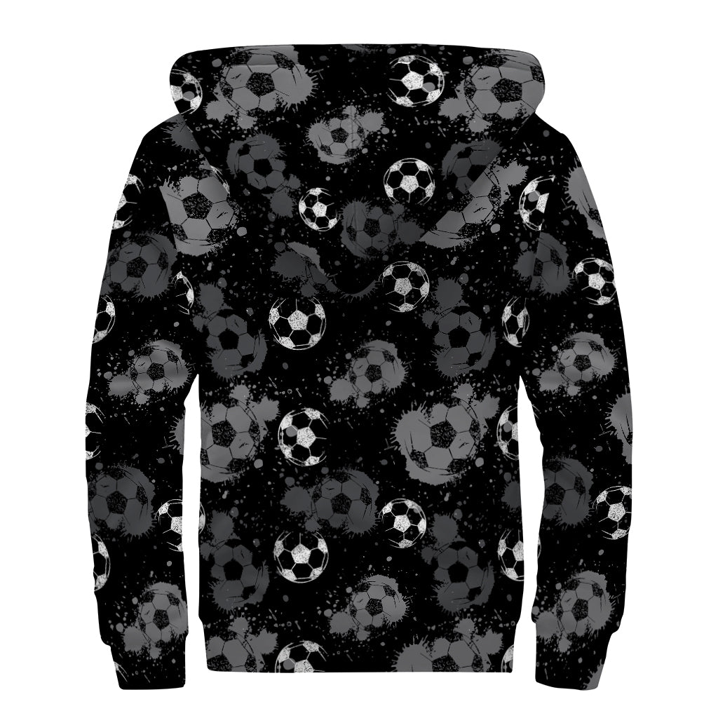 Groovy Grunge Soccer Ball Pattern Hoodie with Sherpa Lining for the Hippie at Heart - 2