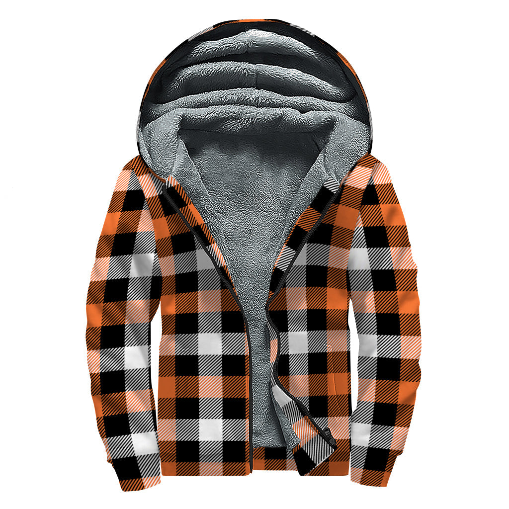 Halloween Buffalo Plaid Pattern Print Sherpa Lined Zip Up Hoodie for the Free-Spirited Hippie - 1