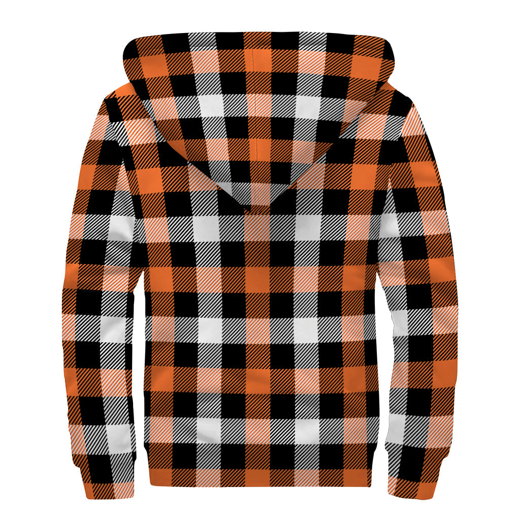 Halloween Buffalo Plaid Pattern Print Sherpa Lined Zip Up Hoodie for the Free-Spirited Hippie - 2