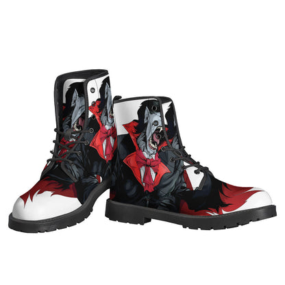 Hippie Chic: Evil Vampire Print Leather Lightweight Boots - 3