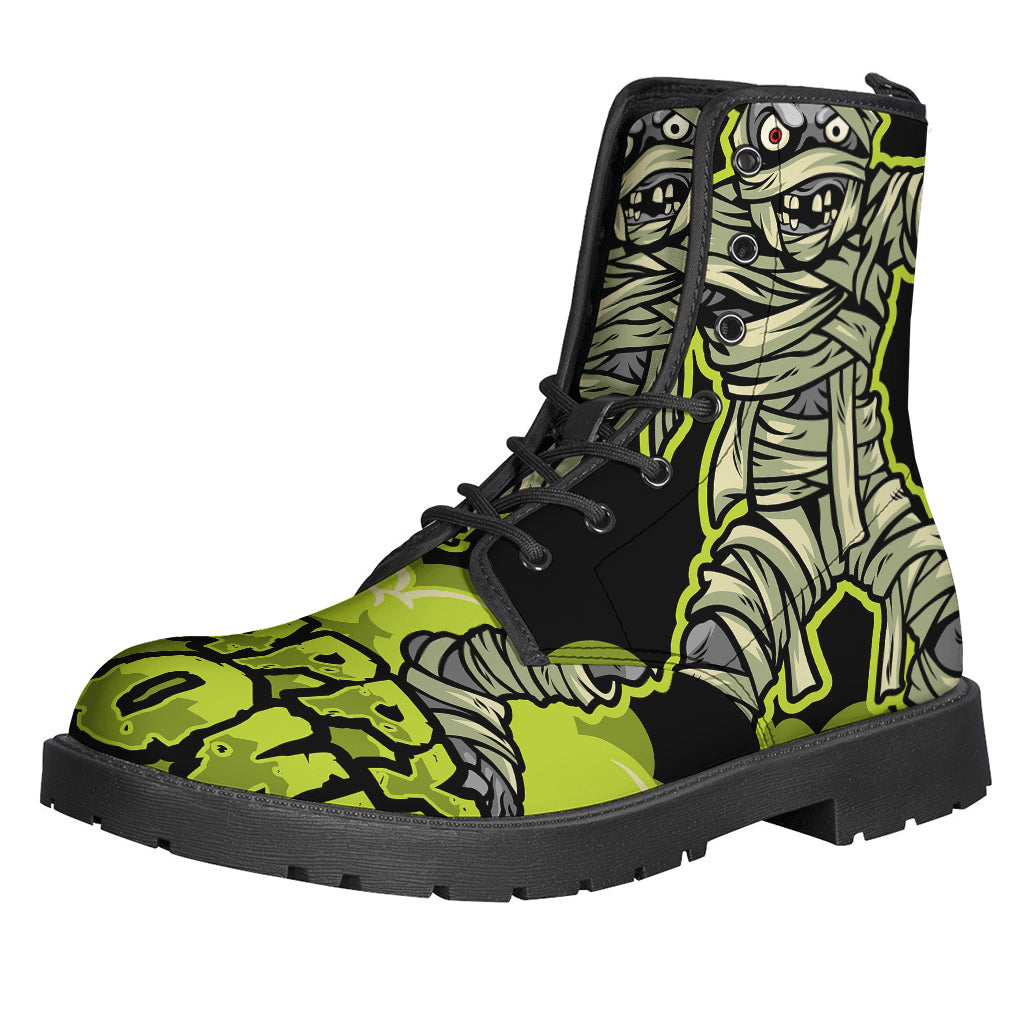 Hippie Vibes: Mummy Print Leather Lightweight Boots for Groovy Souls - 1