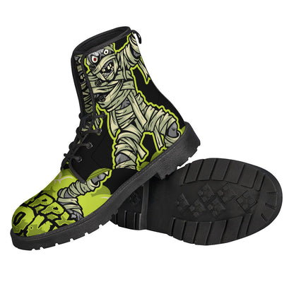 Hippie Vibes: Mummy Print Leather Lightweight Boots for Groovy Souls - 2