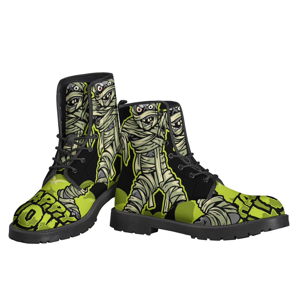 Hippie Vibes: Mummy Print Leather Lightweight Boots for Groovy Souls - 3