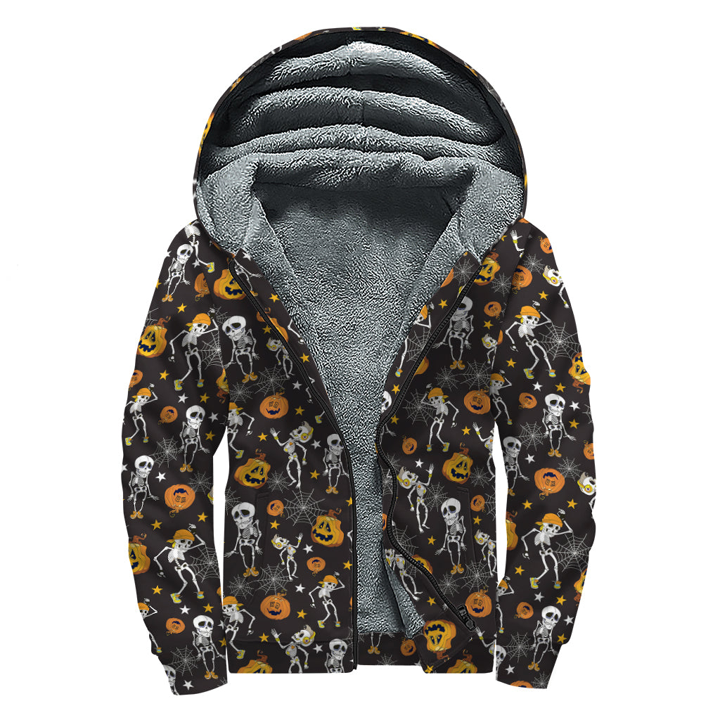 Psychedelic Skeleton Sherpa: Groovy Hippie Zip-Up Hoodie - 1