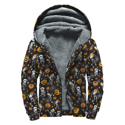 Psychedelic Skeleton Sherpa: Groovy Hippie Zip-Up Hoodie - 1