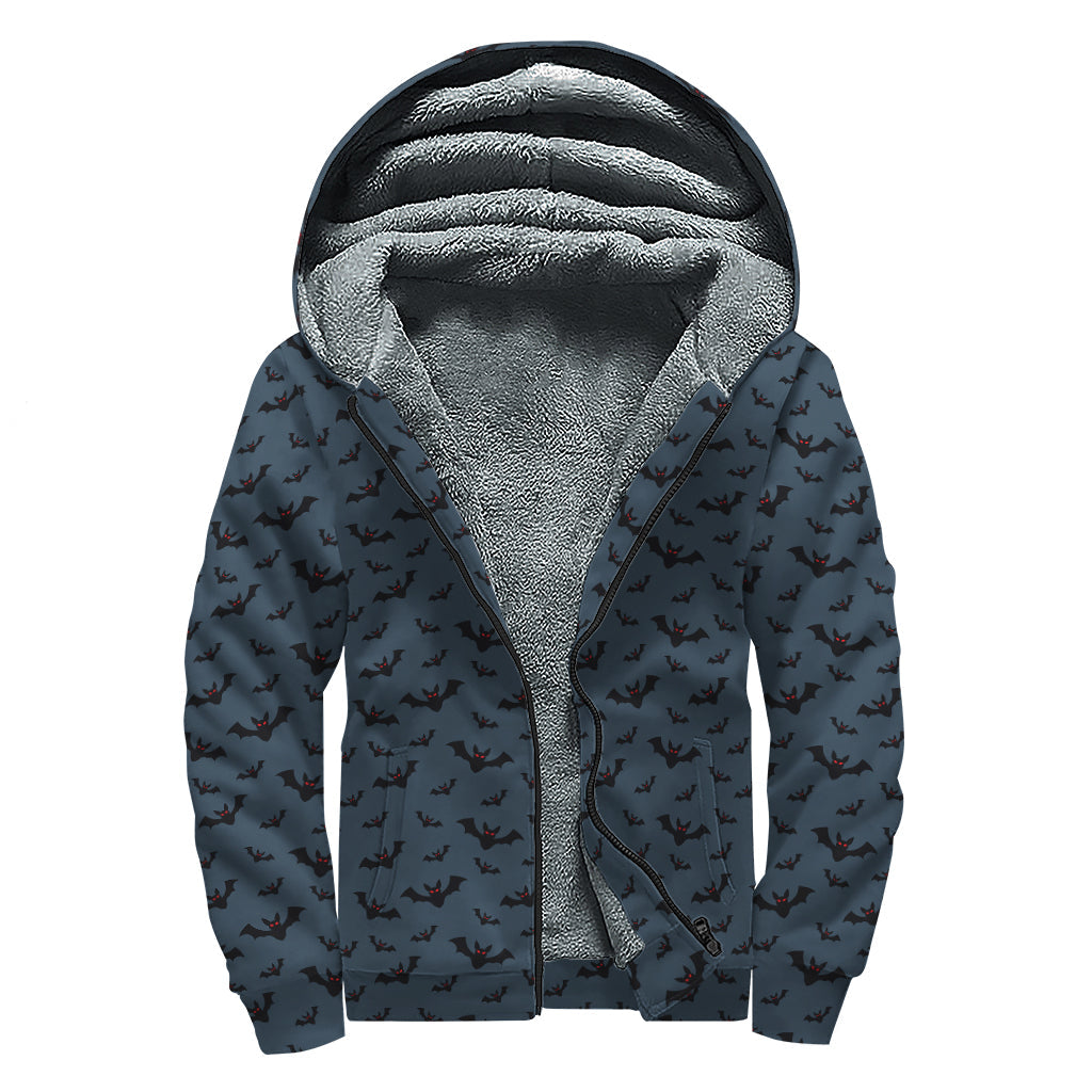 Hippie Style Vampire Bat Sherpa Lined Zip Up Hoodie - 1