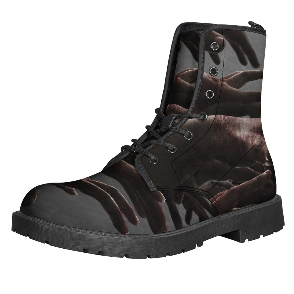 Psychedelic Zombie Hands: Groovy Leather Lightweight Boots for Free-Spirited Hippies - 1