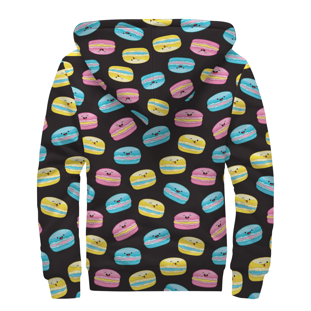 Happy Macarons Pattern Print Sherpa-Lined Zip Up Hoodie for Groovy Hippies - 2