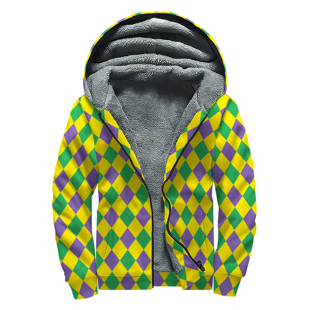 Mardi Gras Patterned Sherpa Lined Zip Up Hoodie: A Hippie's Dream - 1