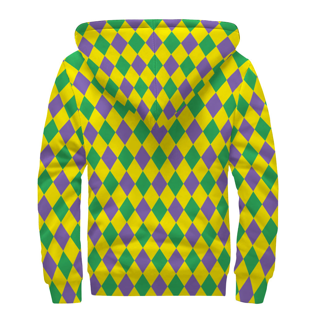 Mardi Gras Patterned Sherpa Lined Zip Up Hoodie: A Hippie's Dream - 2