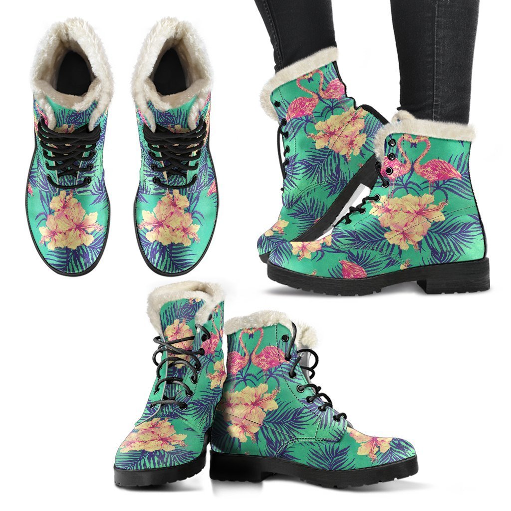 Step Out in Style: Hawaii Tropical Paradise Faux Fur Leather Boots for the Modern Hippie - 2