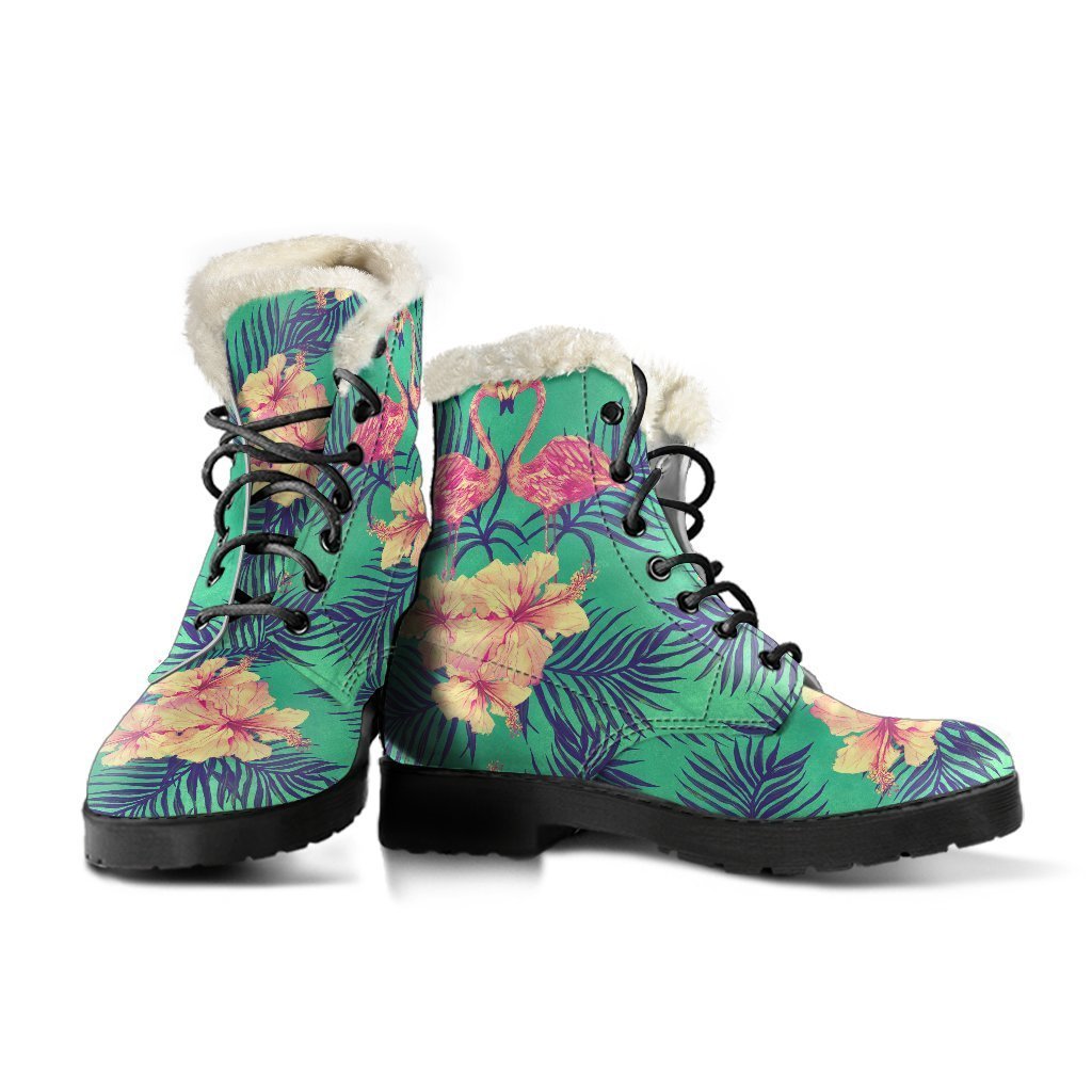 Step Out in Style: Hawaii Tropical Paradise Faux Fur Leather Boots for the Modern Hippie - 3