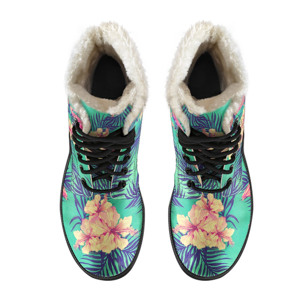 Step Out in Style: Hawaii Tropical Paradise Faux Fur Leather Boots for the Modern Hippie - 4