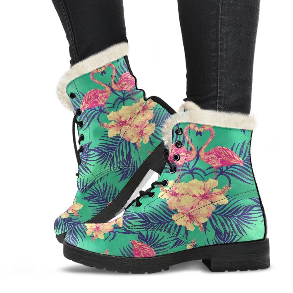 Step Out in Style: Hawaii Tropical Paradise Faux Fur Leather Boots for the Modern Hippie - 1