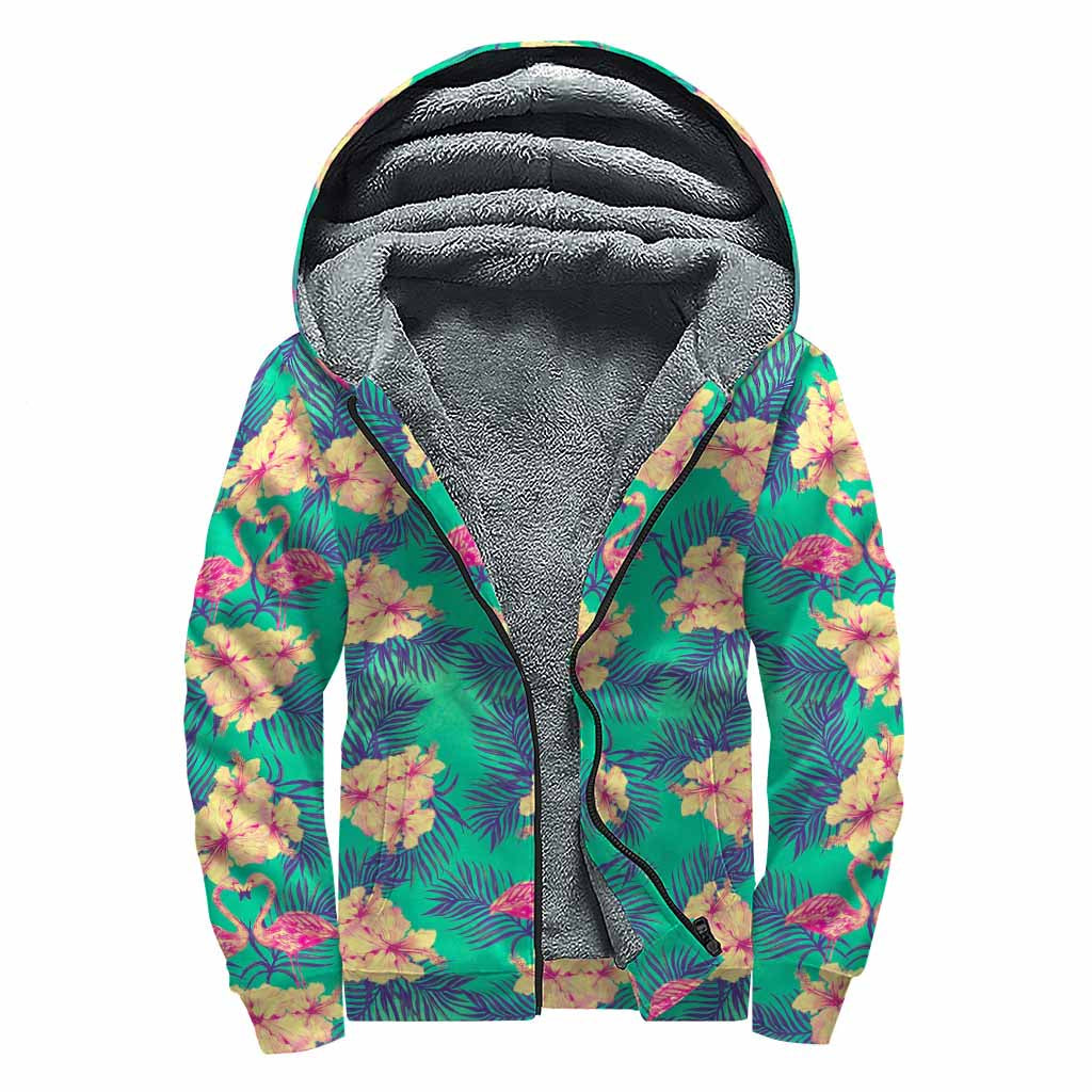 Hawaii Tropical Paradise Sherpa Lined Zip Up Hoodie: Embrace Your Inner Hippie Style - 1