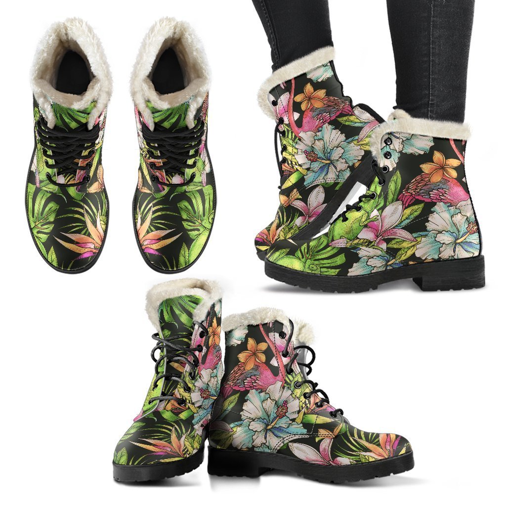 Hawaiian Aloha Tropical Faux Fur Leather Boots for the Hippie at Heart - 2