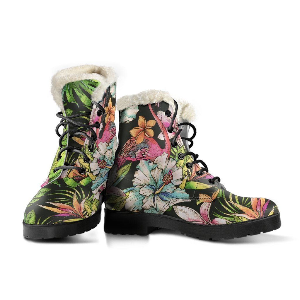 Hawaiian Aloha Tropical Faux Fur Leather Boots for the Hippie at Heart - 3