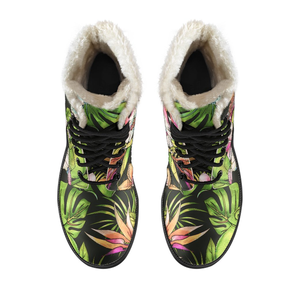 Hawaiian Aloha Tropical Faux Fur Leather Boots for the Hippie at Heart - 4