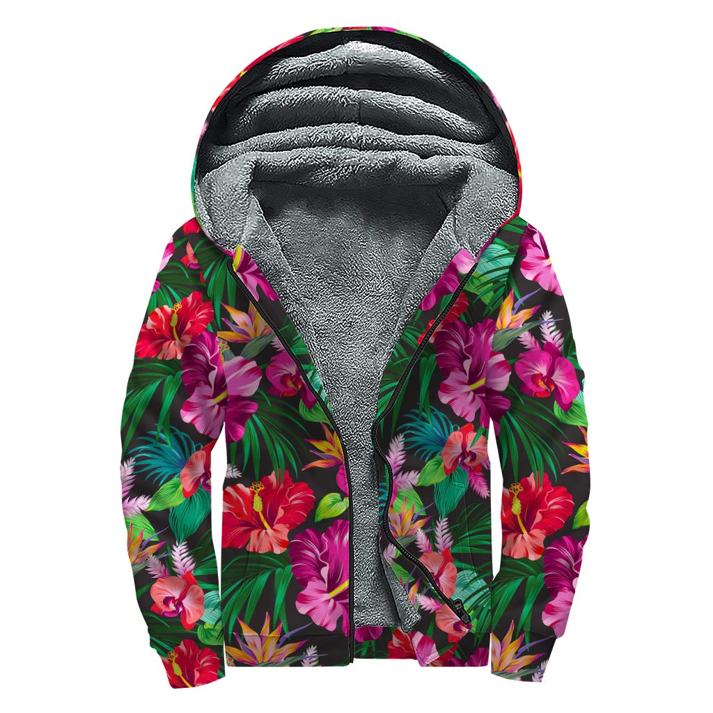 Hawaiian Floral Sherpa Style: The Ultimate Hippie Zip Up Hoodie - 1