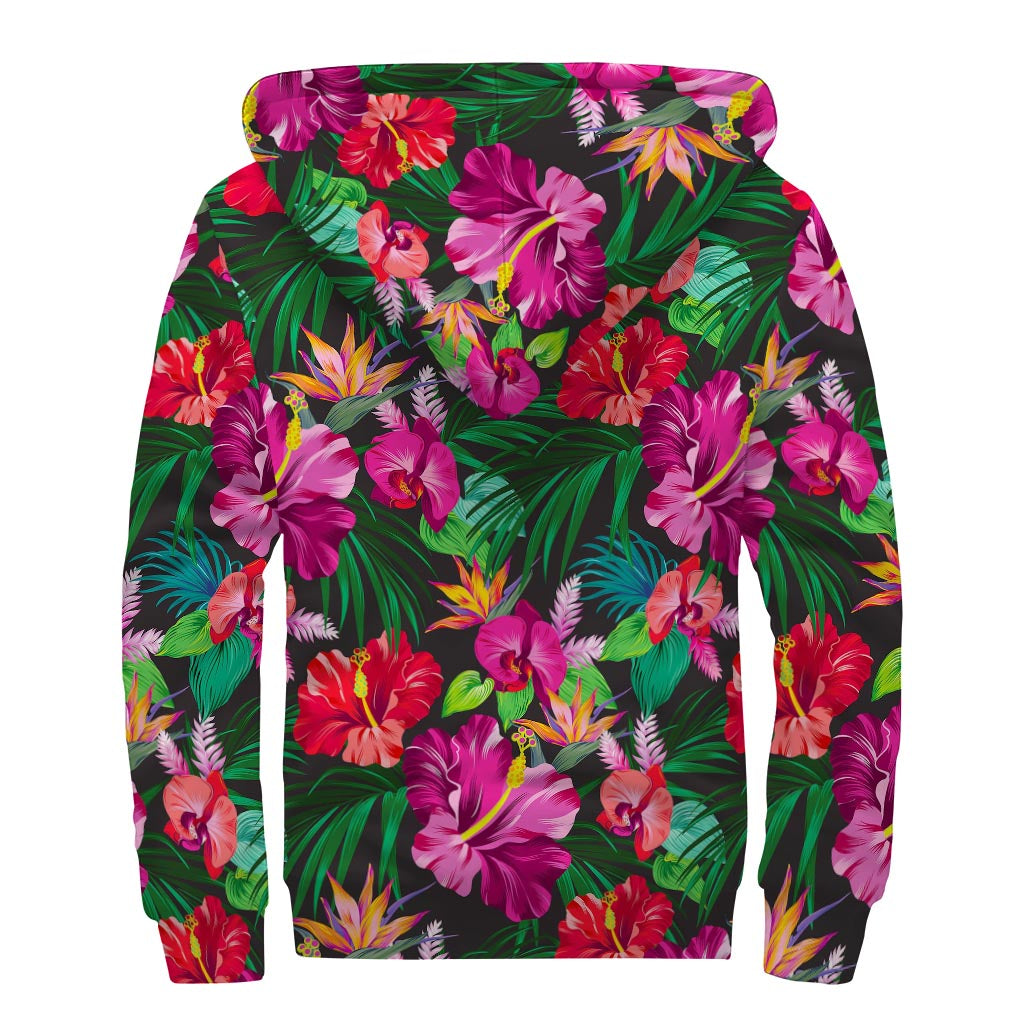 Hawaiian Floral Sherpa Style: The Ultimate Hippie Zip Up Hoodie - 2