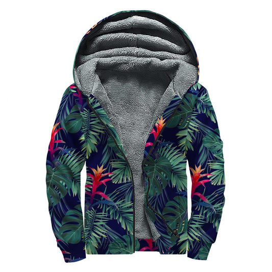 Hawaiian Dreams: Sherpa-Lined Zip Up Hoodie for Groovy Hippies - 1