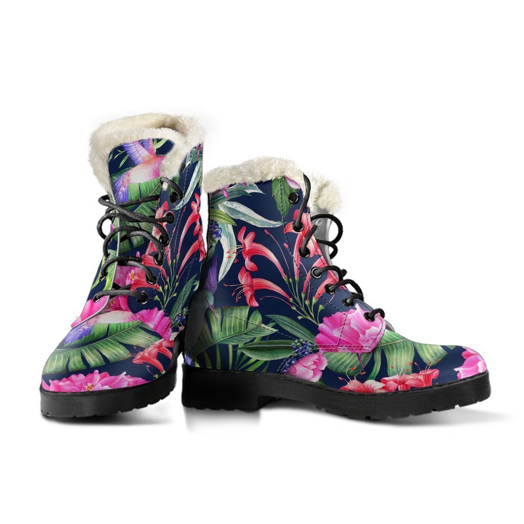 Tropical Paradise Faux Fur Leather Boots for Free-Spirited Hippies - 3