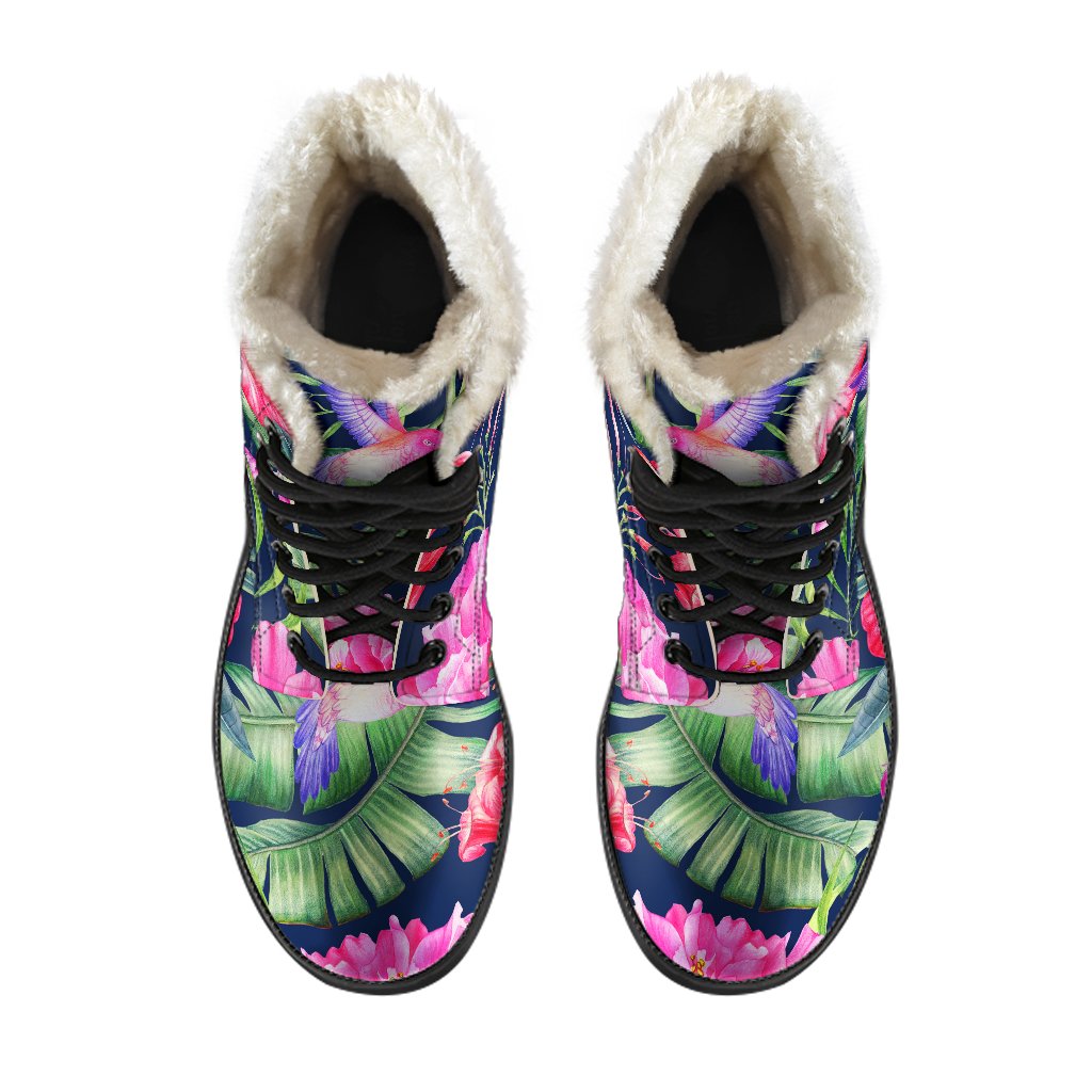 Tropical Paradise Faux Fur Leather Boots for Free-Spirited Hippies - 4