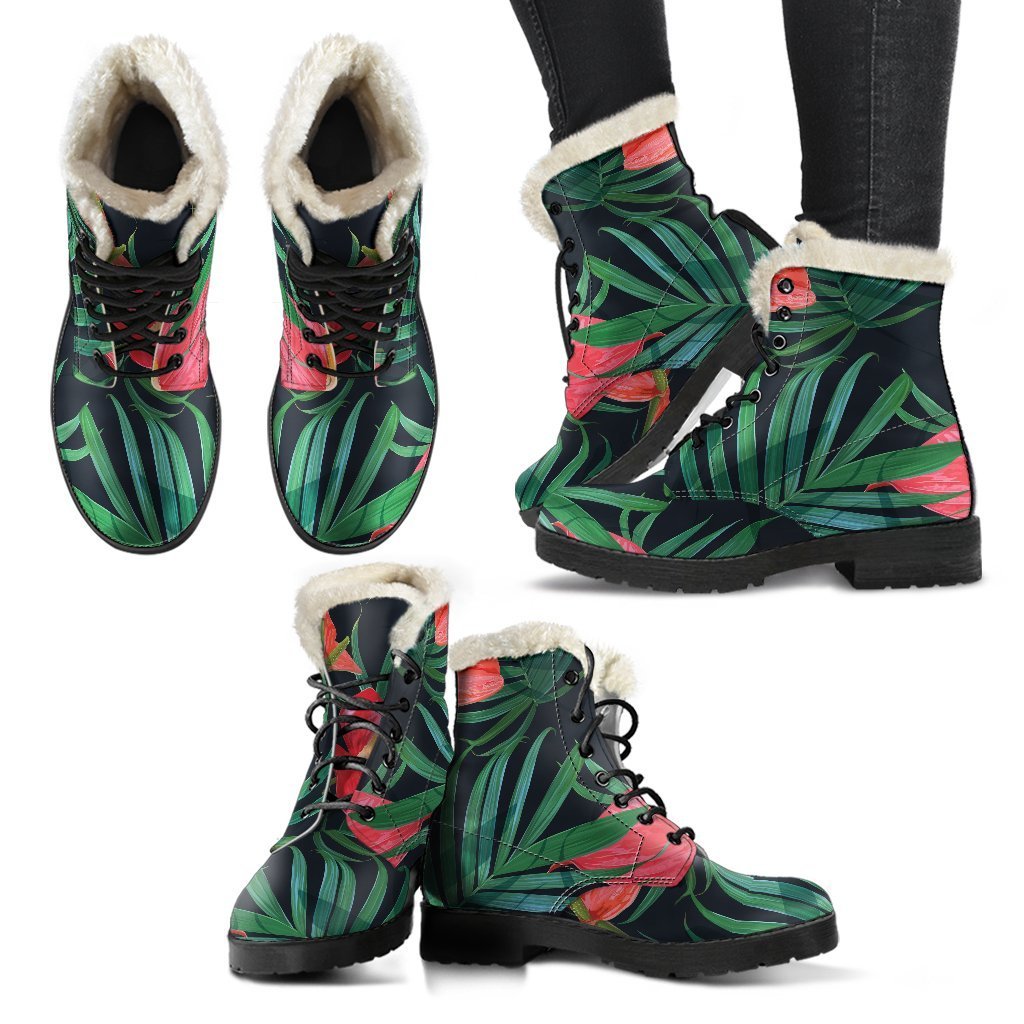 Hippies' Paradise: Hawaiian Tropical Faux Fur Leather Boots - 2