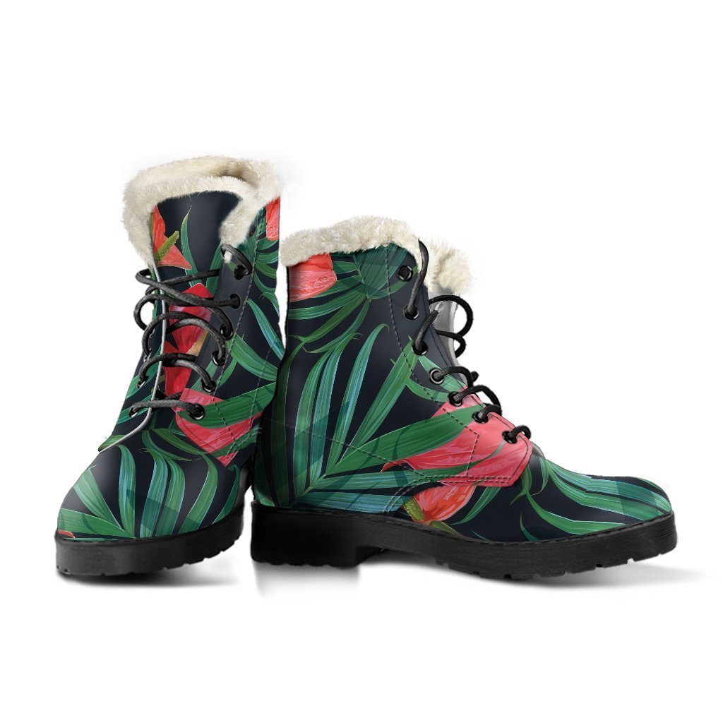 Hippies' Paradise: Hawaiian Tropical Faux Fur Leather Boots - 3