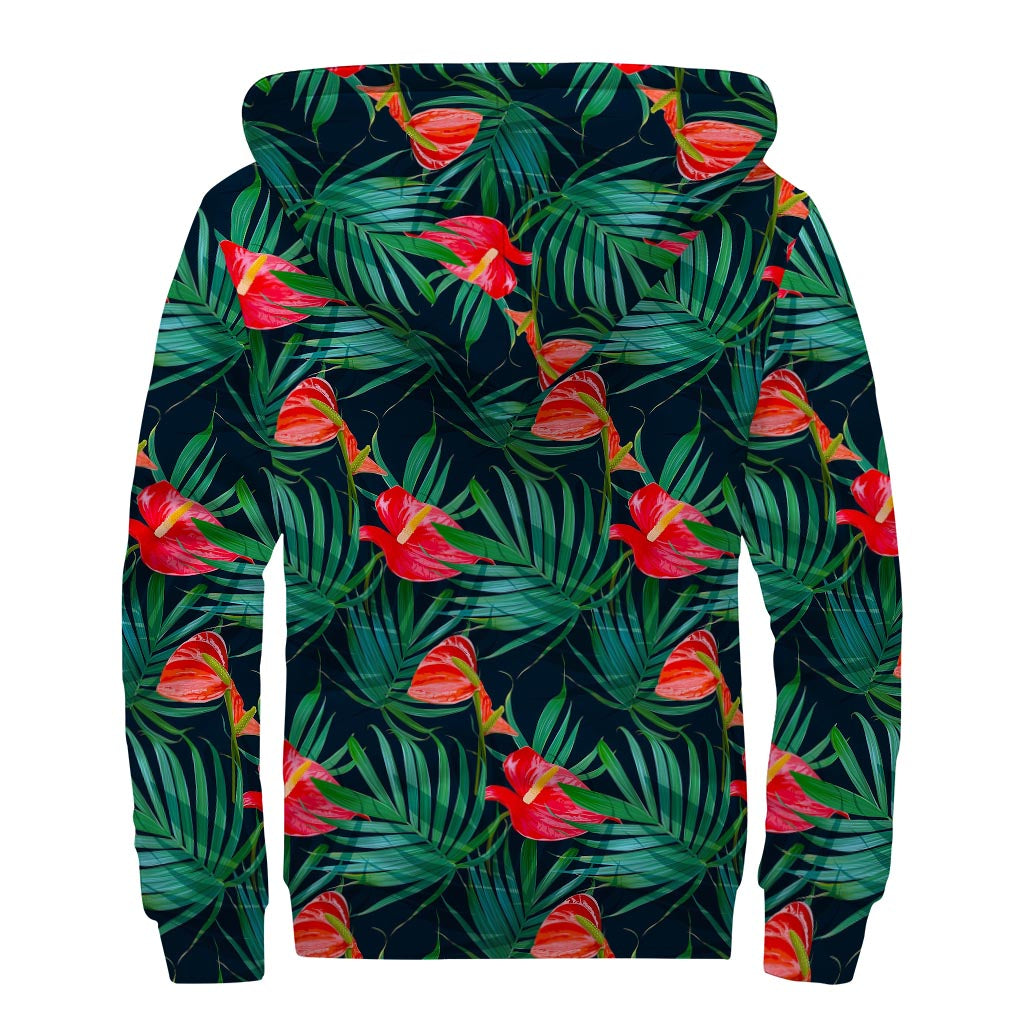 Groovy Hawaiian Flowers Sherpa Lined Zip Up Hoodie for Hippie Souls - 2