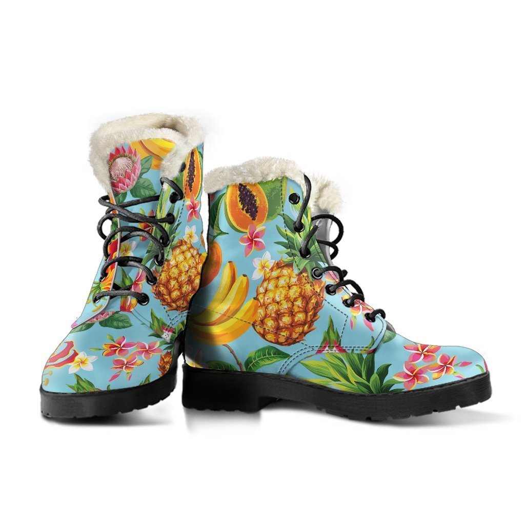 Tropical Fruits Paradise Faux Fur Leather Boots for the Boho Chic Hippie - 3