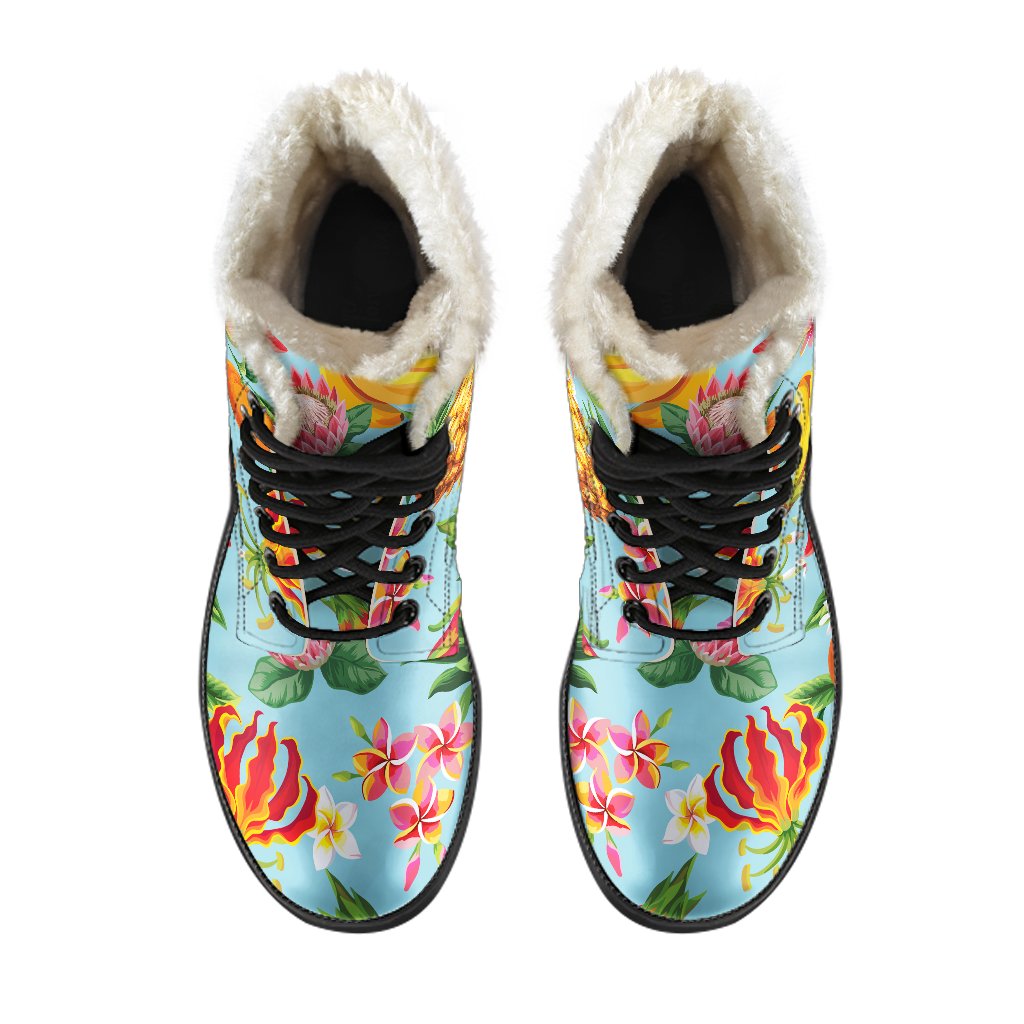 Tropical Fruits Paradise Faux Fur Leather Boots for the Boho Chic Hippie - 4