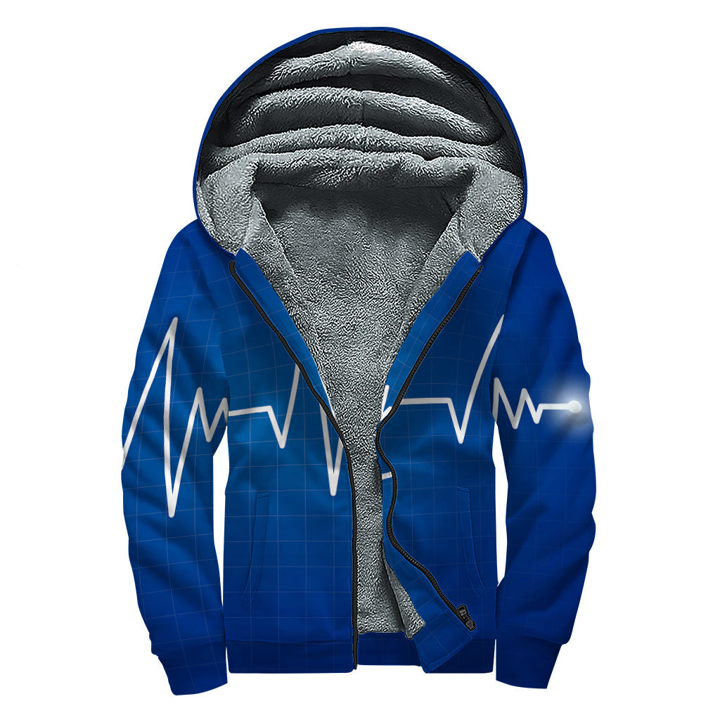 Heartbeat Echo Sherpa Lined Zip Up Hoodie - 1