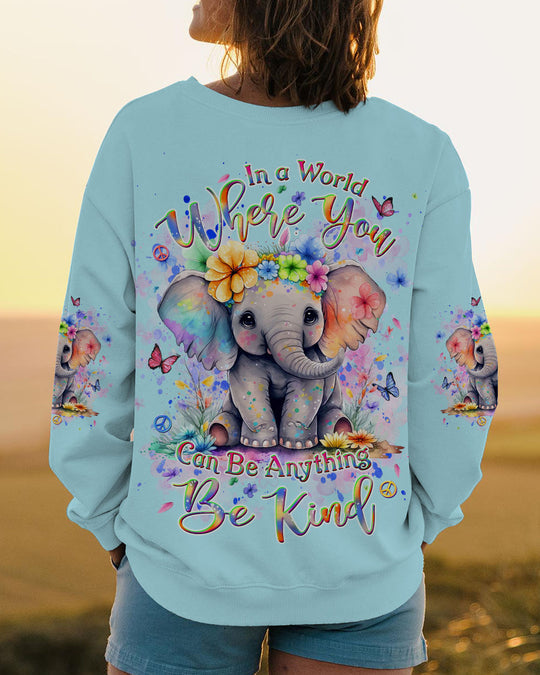 Emerald Blossoms - Be Kind Elephant All Over Print Shirt For Hippies