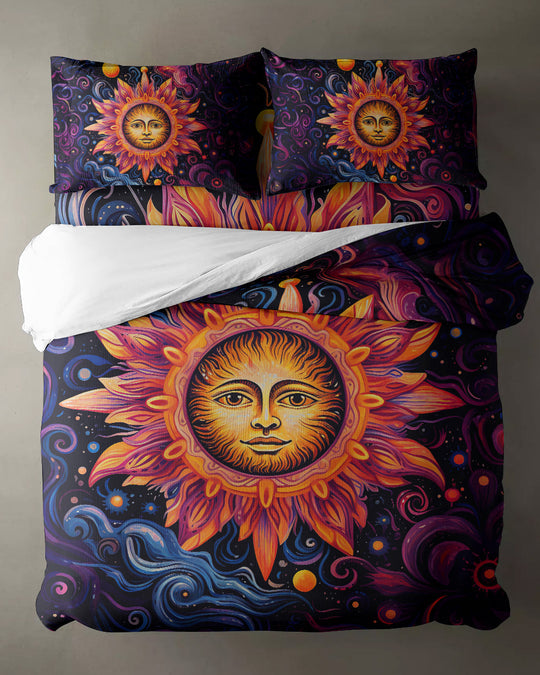 Emerald Blossom - Sun Moon Bedding Set For Hippies