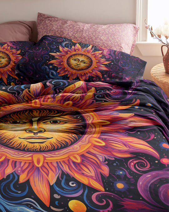 Emerald Blossom - Sun Moon Bedding Set For Hippies