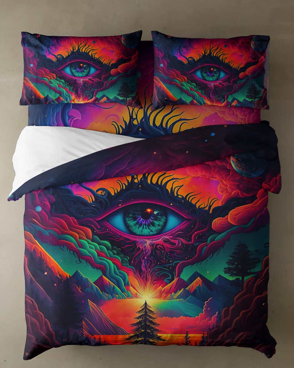 Emerald Blossom - Moon Eye Bedding Set For Hippies