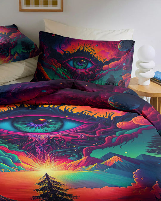 Emerald Blossom - Moon Eye Bedding Set For Hippies