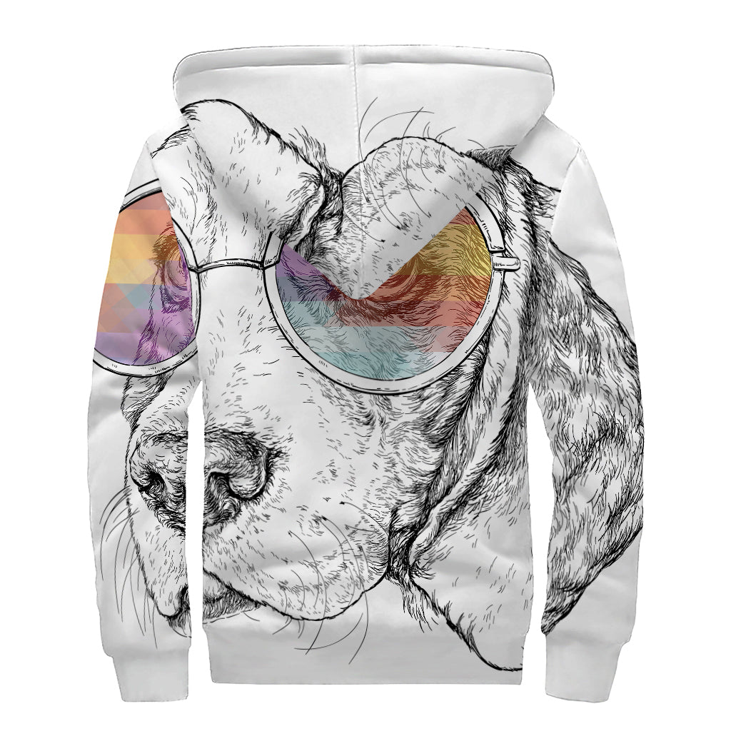 Groovy Beagle with Glasses Sherpa Lined Zip Up Hoodie for Hippie Fashion - 2