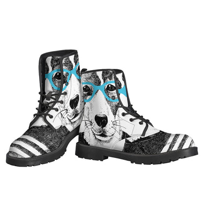 Groovy Hippie Leather Lightweight Boots with Jack Russell Terrier Print - 3