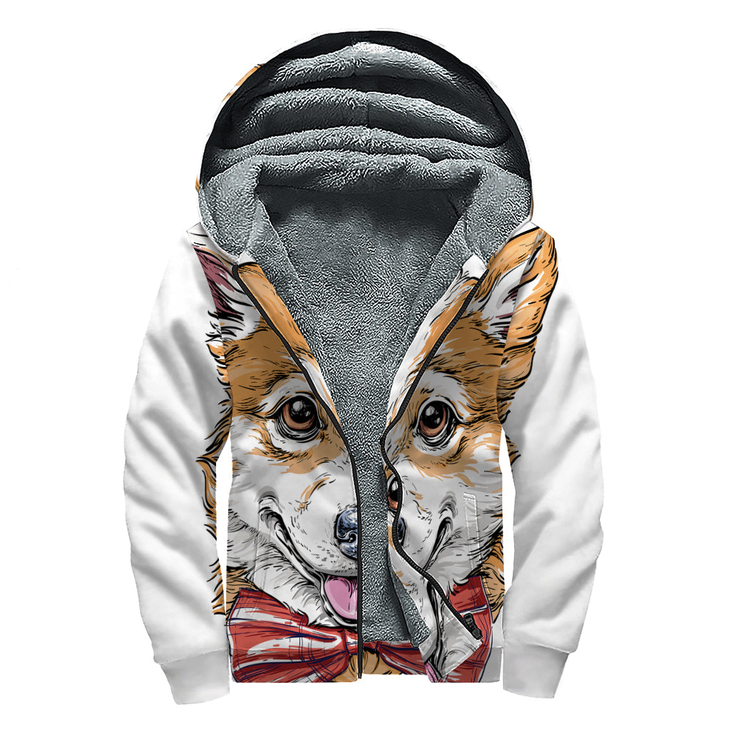 Stay Cozy in Style with the Hipster Pembroke Welsh Corgi Sherpa Lined Zip Up Hoodie - 1