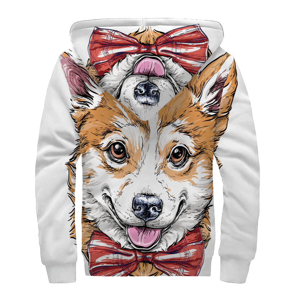 Stay Cozy in Style with the Hipster Pembroke Welsh Corgi Sherpa Lined Zip Up Hoodie - 2