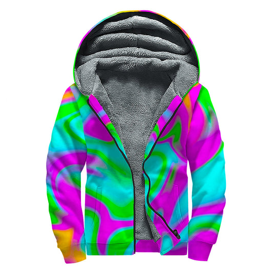 Trippy Sherpa Lined Hippie Zip Up Hoodie - 1