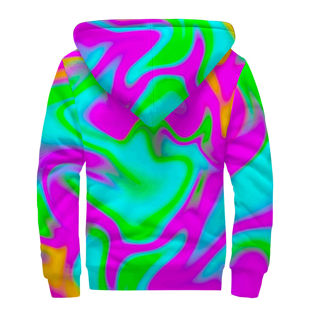 Trippy Sherpa Lined Hippie Zip Up Hoodie - 2