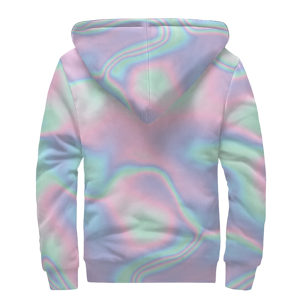 Holographic Waves Sherpa Lined Zip Up Hoodie: Embrace Your Inner Hippie Style! - 2