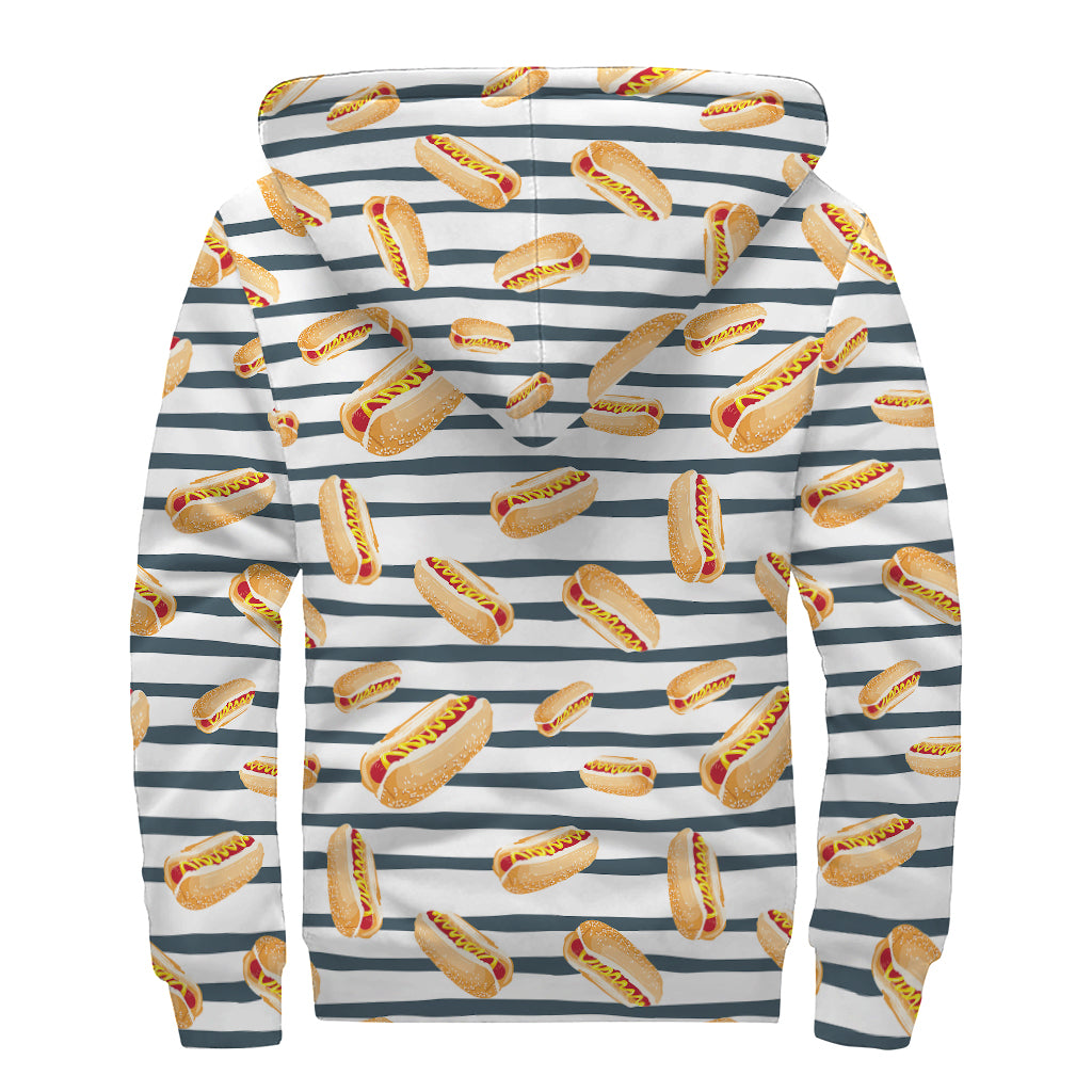 Groovy Hot Dog Striped Sherpa Lined Zip Up Hoodie for the Free-Spirited Hippie - 2