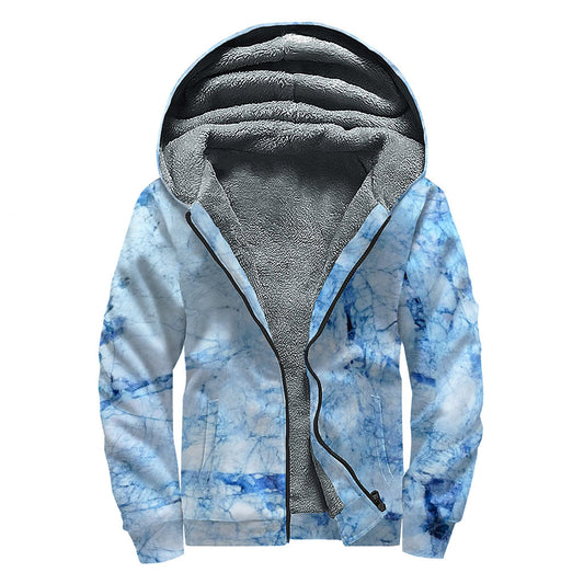 Chilled Out in Ice Blue: Hippies Sherpa Lined Zip Up Hoodie - 1