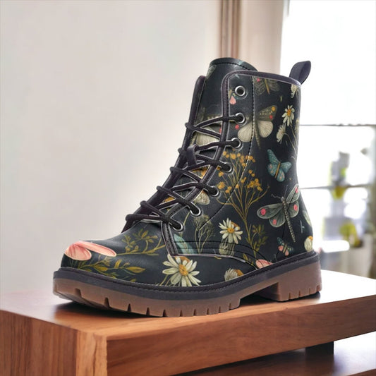 Emerald Blossoms Boots - Wildflowers & Butterflies Boots For Hippies