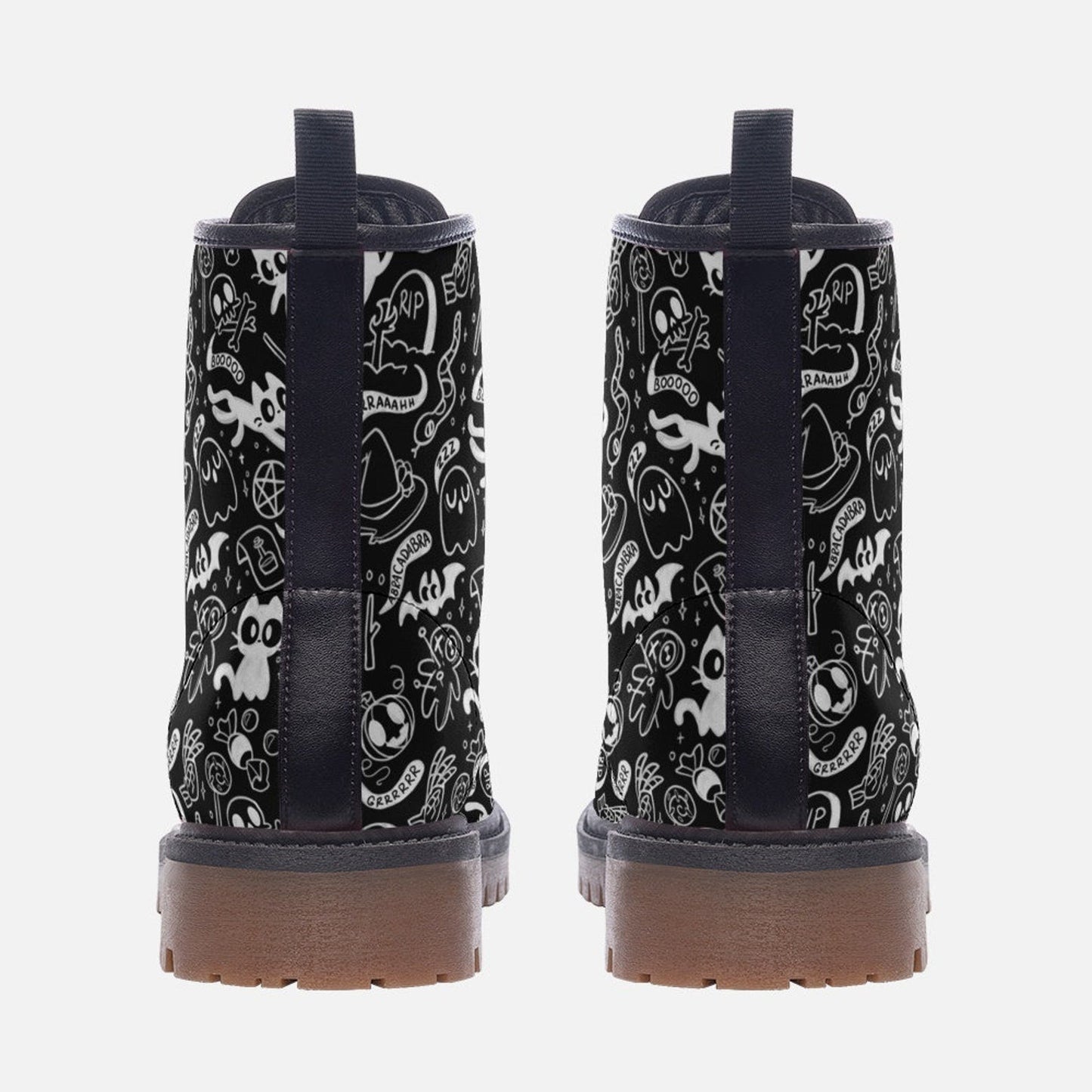 Emerald Blossoms - Witchcore Creepy Cute Vegan Leather Combat Boots For Hippies