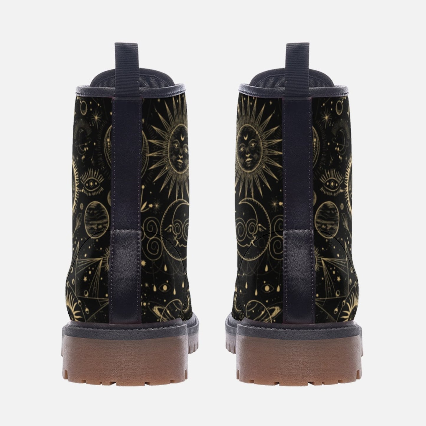 Emerald Blossoms - Zodiac Celestial Vegan Combat Boots For Hippies